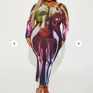 Fashion Nova Vibrant Long Sleeve Dress